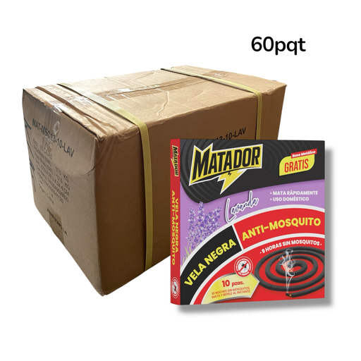 [MAT-MSC13-10-LAV] VELA NEGRA ANTI MOSQUITO MATADOR LAVANDA 10und/60 CAJA