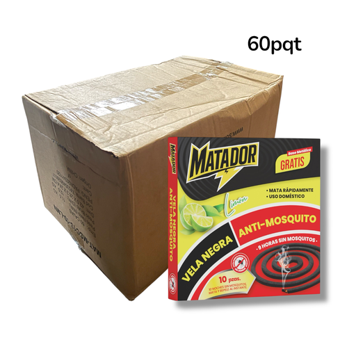 [MAT-MSC13-10-LMN] VELA NEGRA ANTI MOSQUITO MATADOR LIMON 10und/60 CAJA